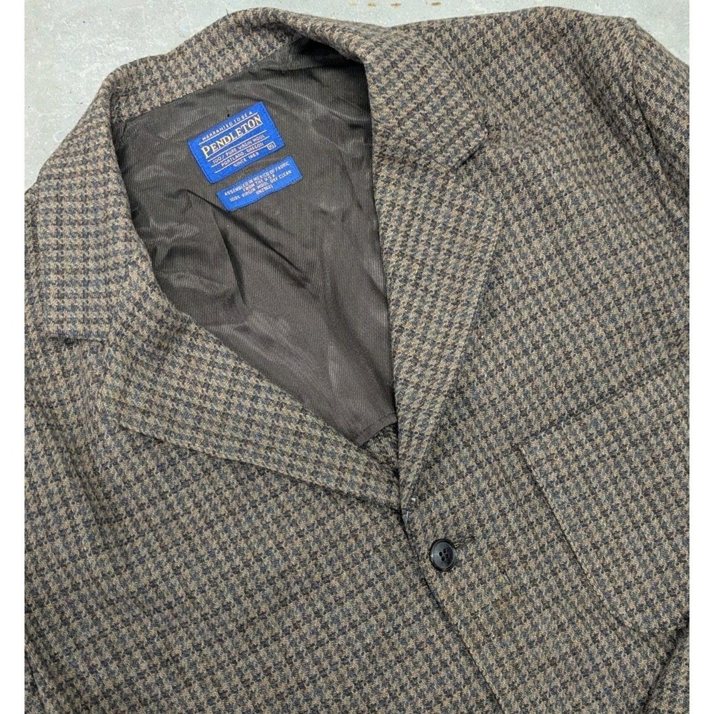 Old Money Heritage Pendleton Wool Houndstooth Blazer Xl Vintage Quiet Luxury‎